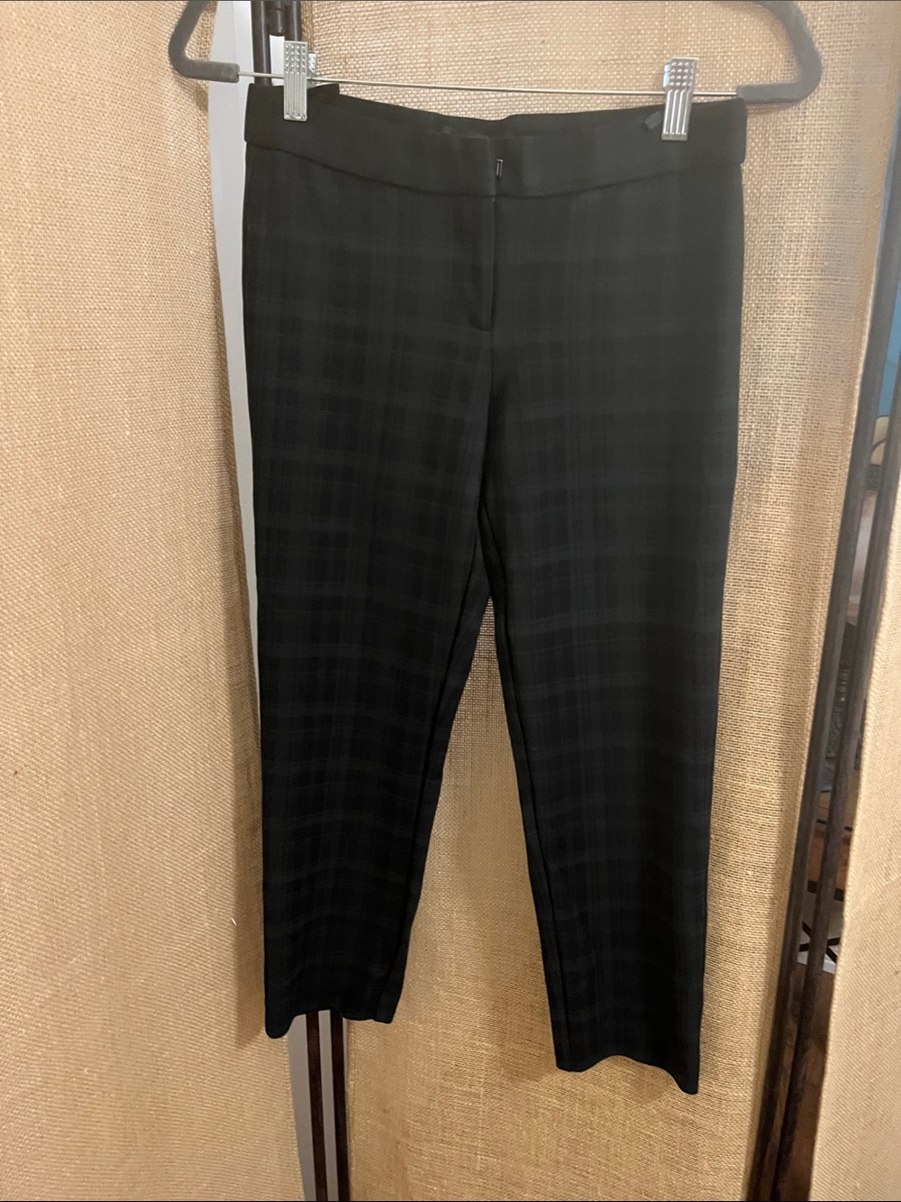 Amanda & Chelsea Black/Green Plaid Straight-Leg Dress Pants